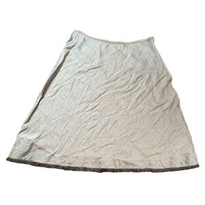 Nic+Zoe Womens Linen Blend A-Line Skirt With Fringe Hem & Side Zip 14 boho